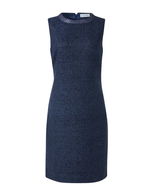 Everyday Dress with Recycled Materials for a Sustainable Choice​ Blue Lurex Tweed Dress