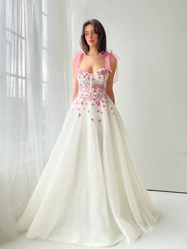 Mini dresses with V - necklines for a flattering shape Milky Rose Gown