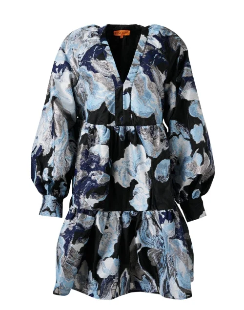  Jasmine Blue Multi Jacquard Organza Dress