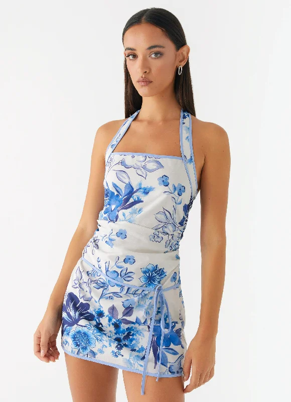  Garden Party Mini Dress - Serene Sky Floral