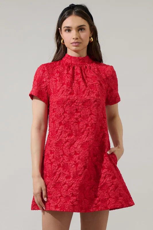 Denim mini dresses with distressed details Arielle Jacquard Nova Back Bow Tie Mini Dress Denim mini dresses with distressed details Arielle Jacquard Nova Back Bow Tie Mini Dress