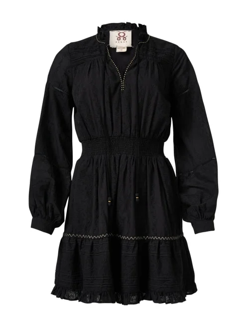 Everyday Dress with Striped Pattern for a Timeless Style Rayne Black Embroidered Cotton Dress Everyday Dress with Striped Pattern for a Timeless Style Rayne Black Embroidered Cotton Dress