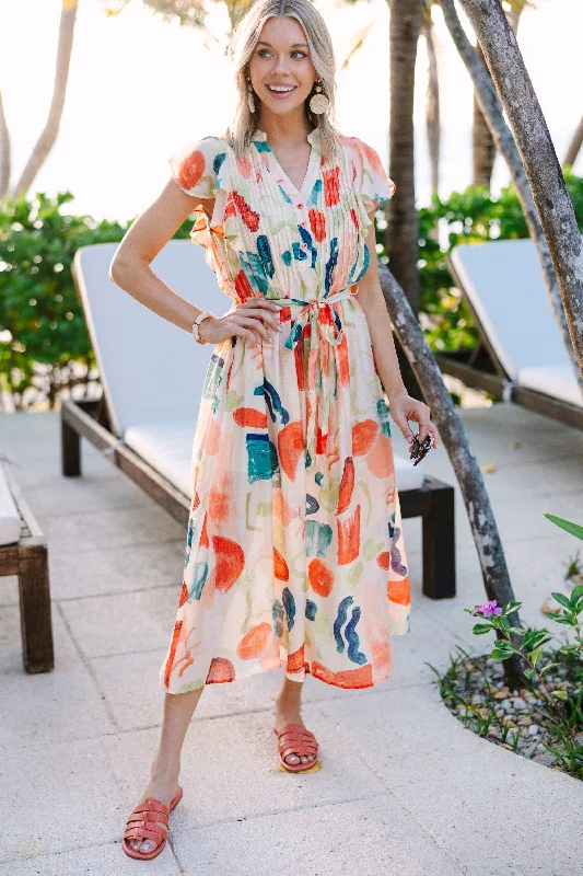 Midi dresses with side slits for a sexy and elegant appearance Good To Go Orange Midi Dress