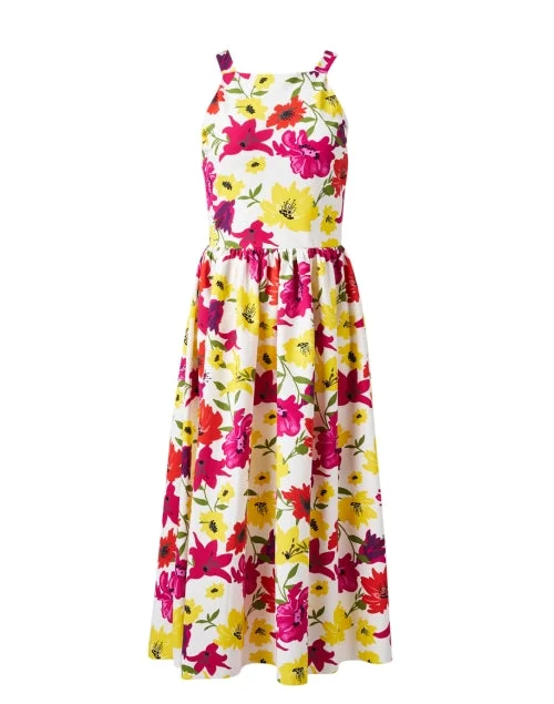 Everyday Dress with Sleeve Cuffs with Buttons for a Neat Finish Lastemylar Multi Floral Print Dress Everyday Dress with Sleeve Cuffs with Buttons for a Neat Finish Lastemylar Multi Floral Print Dress