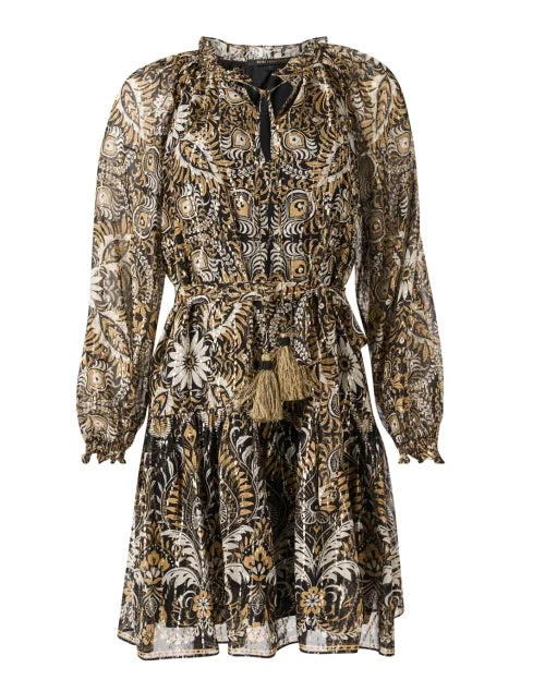 Everyday Dress with Asymmetric Hem for a Unique Look​ Kaye Black Multi Print Dress