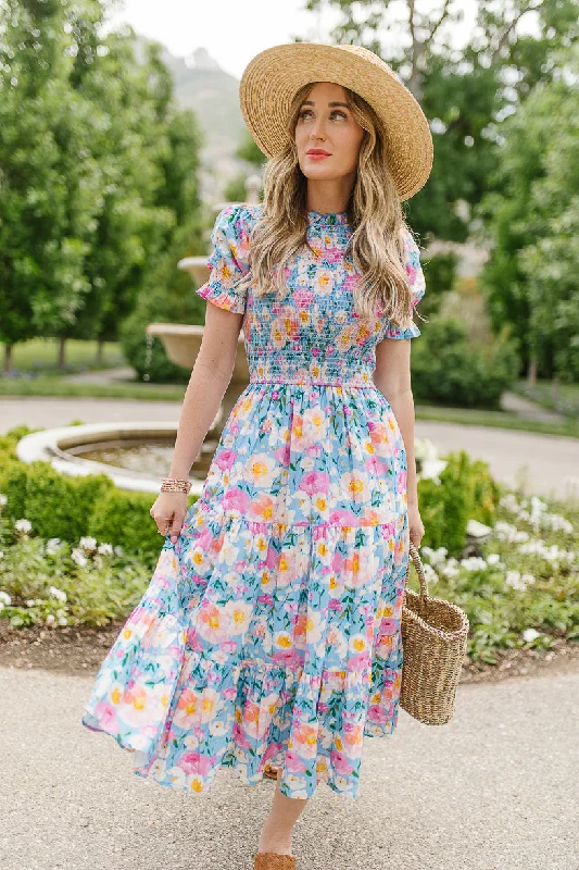 Everyday Dress with Geometric Patterns for a Contemporary Look​ Delia Dress in Blue
