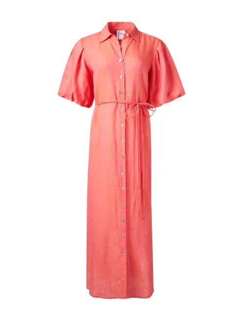 Everyday Dress with Halter Neck for a Sexy Look​ Madeline Peony Pink Linen Dress
