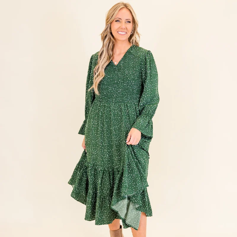 Midi dresses with mesh inserts for a trendy and breathable option Montana Mornings Dress, Hunter Green Midi dresses with mesh inserts for a trendy and breathable option Montana Mornings Dress, Hunter Green
