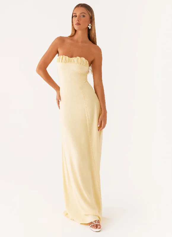  Tayla Linen Maxi Dress - Yellow
