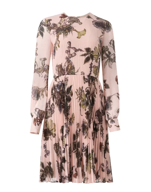 Everyday Dress with Water - resistant Coating for Outdoor Activities Pink Print Pleated Dress Everyday Dress with Water - resistant Coating for Outdoor Activities Pink Print Pleated Dress