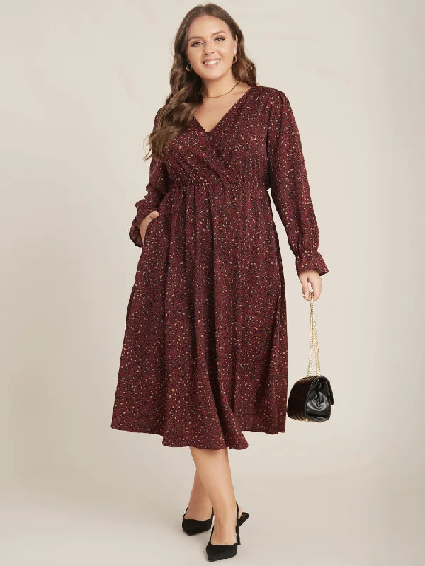 Sheath midi dresses with beaded embellishments for a formal occasion Leopard Lantern Sleeve Pocket Wrap Midi Dress Sheath midi dresses with beaded embellishments for a formal occasion Leopard Lantern Sleeve Pocket Wrap Midi Dress