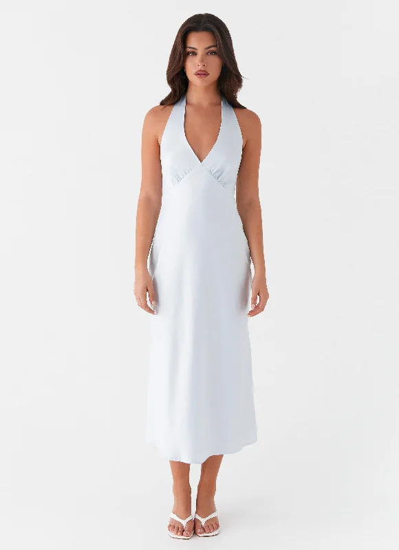 Everyday Dress with Elastic - cuffed Sleeves for a Casual Look Heavy Hearted Midi Dress - Blue Everyday Dress with Elastic - cuffed Sleeves for a Casual Look Heavy Hearted Midi Dress - Blue