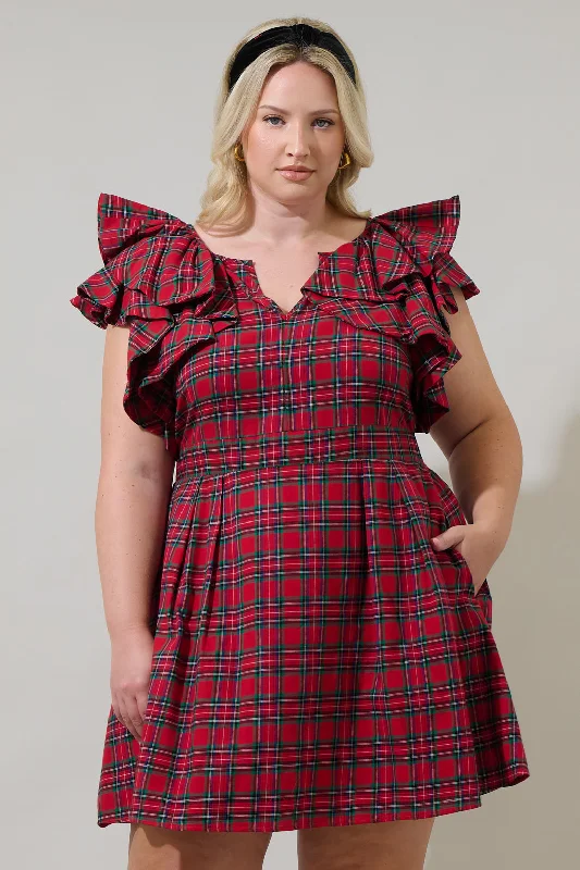 Animal print mini dresses for a bold statement Arvada Plaid Wilma Ruffle Mini Dress Curve Animal print mini dresses for a bold statement Arvada Plaid Wilma Ruffle Mini Dress Curve