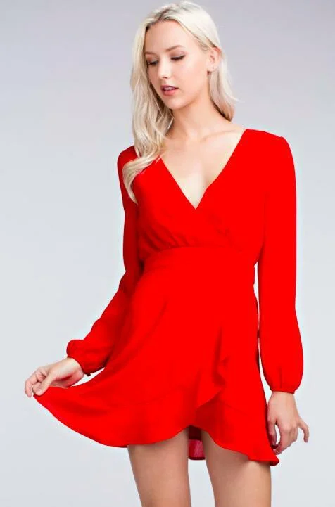 Floral print mini dresses for summer parties Second Chance Red Wrap Dress