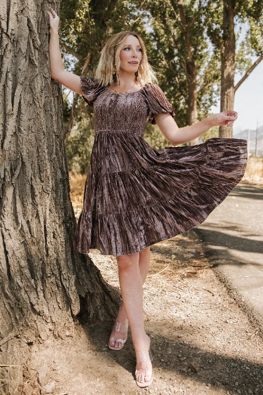 Midi dresses with off - the - shoulder necklines for a flirty look Fay Velvet Midi Dress | Cocoa Midi dresses with off - the - shoulder necklines for a flirty look Fay Velvet Midi Dress | Cocoa