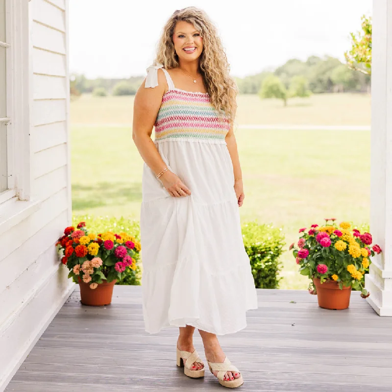 Sheath midi dresses with beaded embellishments for a formal occasion I Just Know Midi Dress, White Sheath midi dresses with beaded embellishments for a formal occasion I Just Know Midi Dress, White