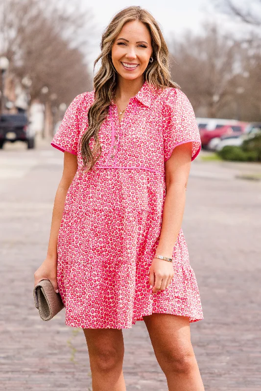 Midi dresses with cotton - blend materials for everyday comfort Sweetly Surprised Dress, Pink Midi dresses with cotton - blend materials for everyday comfort Sweetly Surprised Dress, Pink
