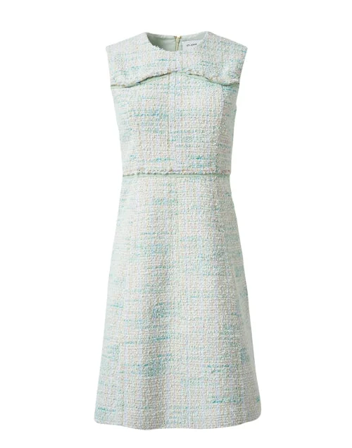 Everyday Dress with Matching Scarf for a Complete Look​ Mint Green Tweed Dress