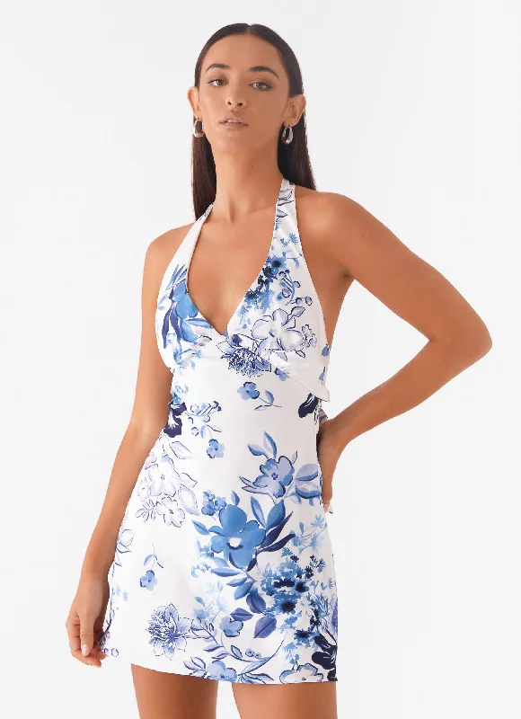 Heavy Hearted Mini Dress - Serene Sky Print