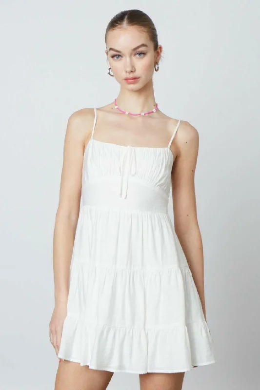 Leather mini dresses for a edgy style Mademoiselle White Babydoll Mini Dress