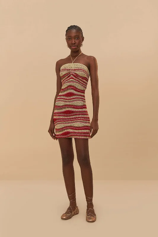 Sequined mini dresses for New Year's Eve Mixed Waves Sleeveless Knit Mini Dress