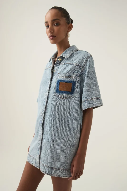 Mini dresses with wrap - around styles Aura Denim Mini Tunic Dress