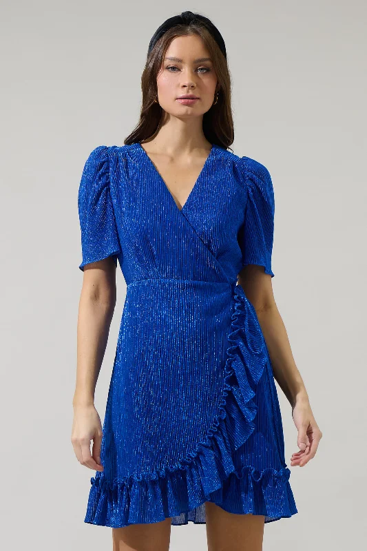 Mini dresses with bow accents for a sweet look Kira Marly Shimmer Daisie Wrap Mini Dress Mini dresses with bow accents for a sweet look Kira Marly Shimmer Daisie Wrap Mini Dress