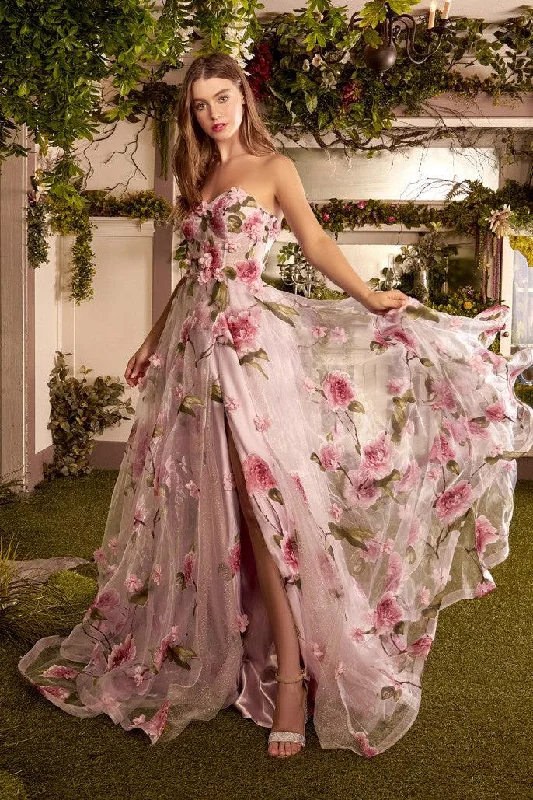 Maternity dress for a baby's naming ceremony Andrea & Leo A1035 Prom Long Strapless Floral Print Ball Gown Maternity dress for a baby's naming ceremony Andrea & Leo A1035 Prom Long Strapless Floral Print Ball Gown