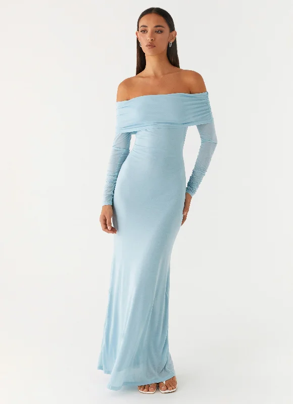  Cocoa Long Sleeve Maxi Dress - Blue
