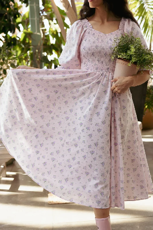  Teagan Dress in Purple Gingham