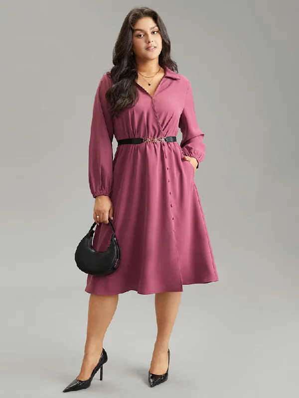 Midi dresses with button - front designs for a classic touch Static-Free Solid Button Detail Split Hem Dress Midi dresses with button - front designs for a classic touch Static-Free Solid Button Detail Split Hem Dress