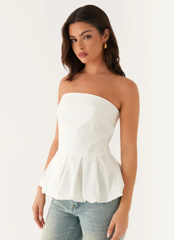 Everyday Dress with Durable Polyester - cotton Blend for Long - lasting Wear Ellen Bubble Hem Top - Ivory Everyday Dress with Durable Polyester - cotton Blend for Long - lasting Wear Ellen Bubble Hem Top - Ivory