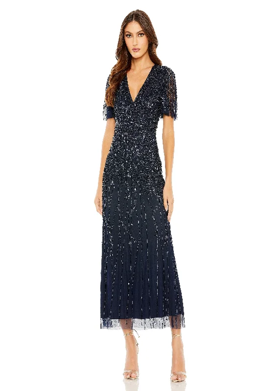 Midi dresses with abstract art prints for an artistic statement Mac Duggal 35116