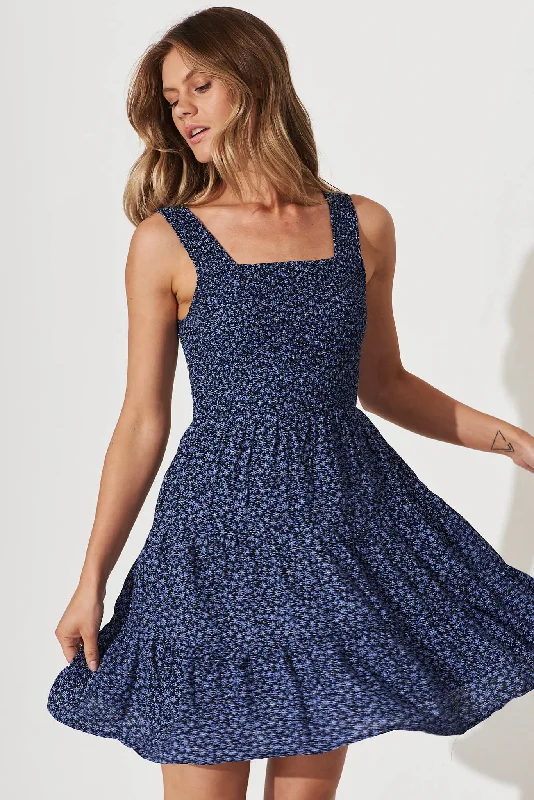 Everyday Dress with Personalized Embroidery for a One - of - a - Kind Look Cove Sundress In Navy Ditsy Floral Everyday Dress with Personalized Embroidery for a One - of - a - Kind Look Cove Sundress In Navy Ditsy Floral