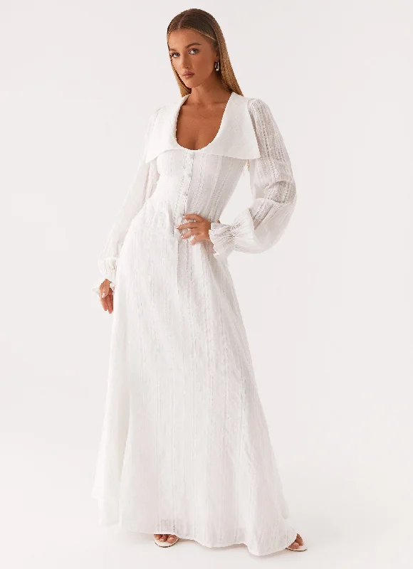  Alima Long Sleeve Maxi Dress - White