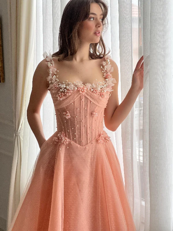 Mini dresses with V - necklines for a flattering shape Apricot Princess Gown