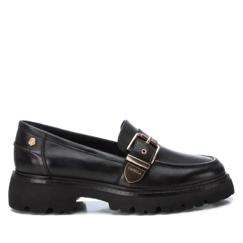 Women's Tassel - Trimmed Loafers with a Low Heel in Olive Green for a Trendy Twist Women's Carmela Collection Leather Loafer In Black
