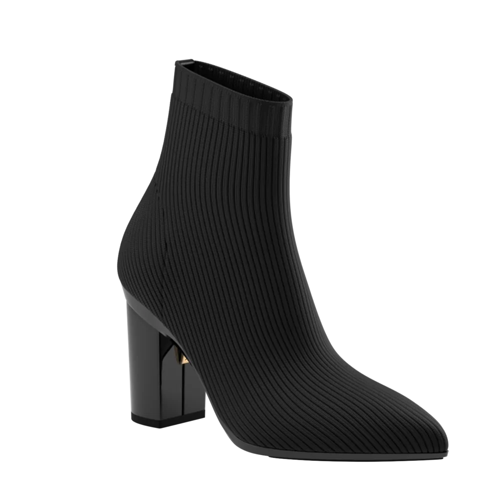 Plus Size Women's Embroidered Knee - High Boots in Burgundy for a Luxurious LookThe Bootie - Coal Knit + Block Heel Kit 4 Coal