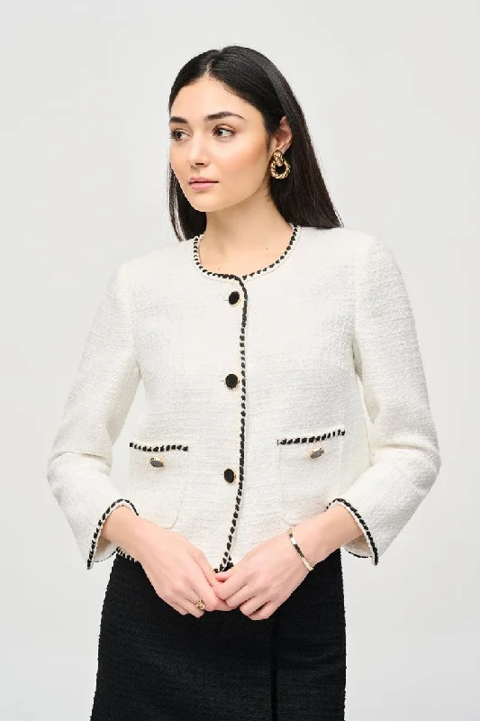 Embroidered women's cotton coats in a bohemian pattern for a unique design243911 boucle jacket with contrast trim Embroidered women's cotton coats in a bohemian pattern for a unique design243911 boucle jacket with contrast trim
