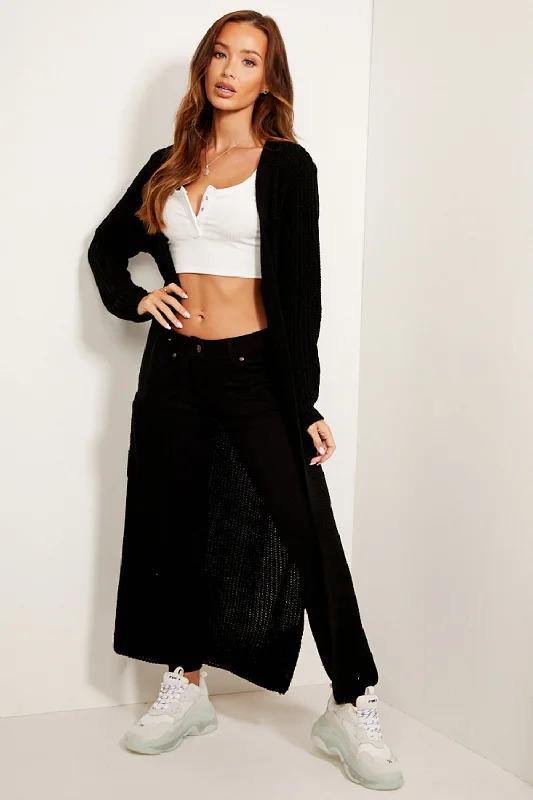maternity women cardigan for expecting momsAllies Black Longline Knitted Open Cardigan maternity women cardigan for expecting momsAllies Black Longline Knitted Open Cardigan