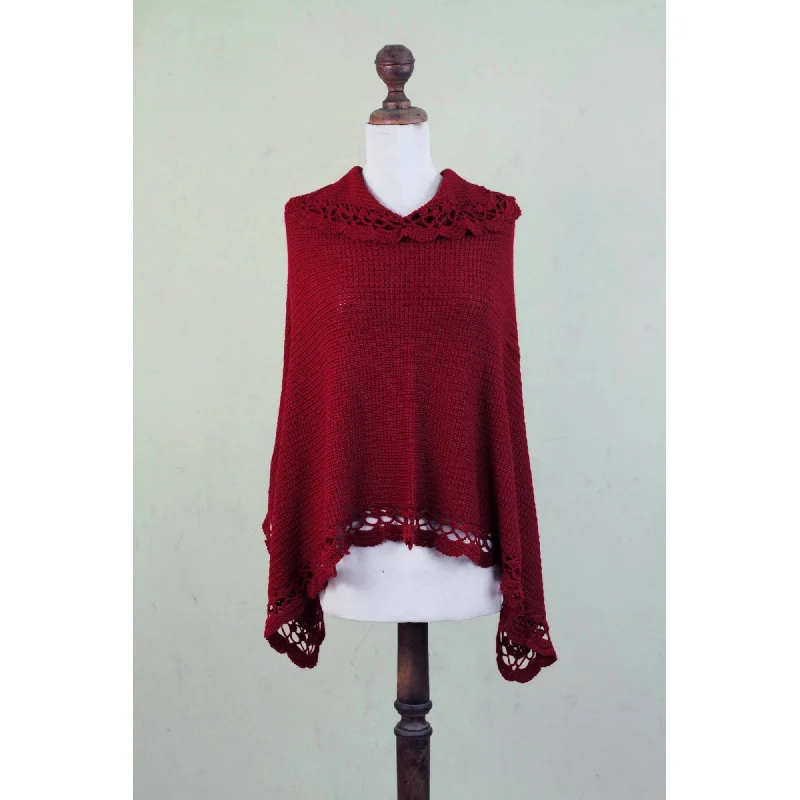 button down women cardigan with vintage buttonsArequipa Red Alpaca Blend Poncho