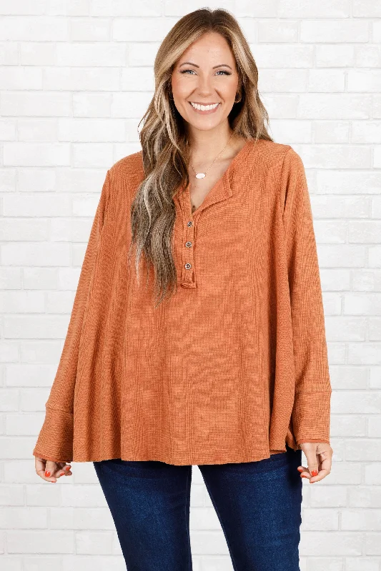 cable knit women cardigan with intricate patternsAs Good As You Top, Rust