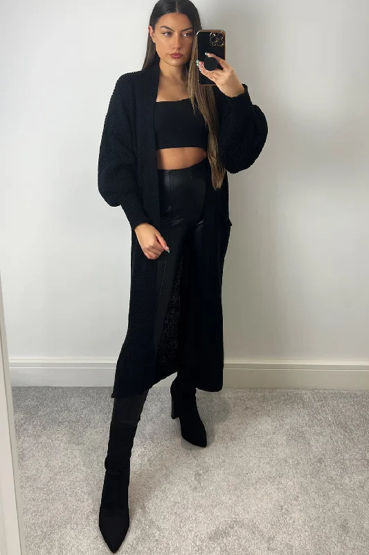boyfriend style women cardigan for a relaxed fitBonnie Black Longline Open Front Knitted Cardigan boyfriend style women cardigan for a relaxed fitBonnie Black Longline Open Front Knitted Cardigan