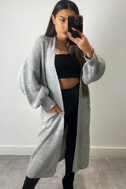 ribbed women cardigan with a classic textureBonnie Grey Longline Open Front Knitted Cardigan ribbed women cardigan with a classic textureBonnie Grey Longline Open Front Knitted Cardigan