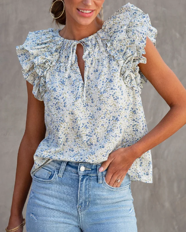 organic cotton women cardigan for an eco - friendly choiceBriella Cotton Floral Ruffle Top organic cotton women cardigan for an eco - friendly choiceBriella Cotton Floral Ruffle Top