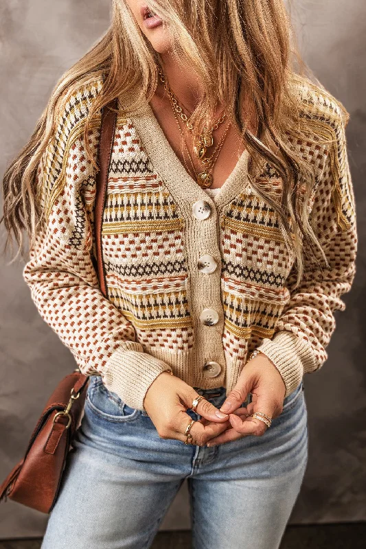 v neck women cardigan to elongate the necklineButton Up Long Sleeve Cardigan