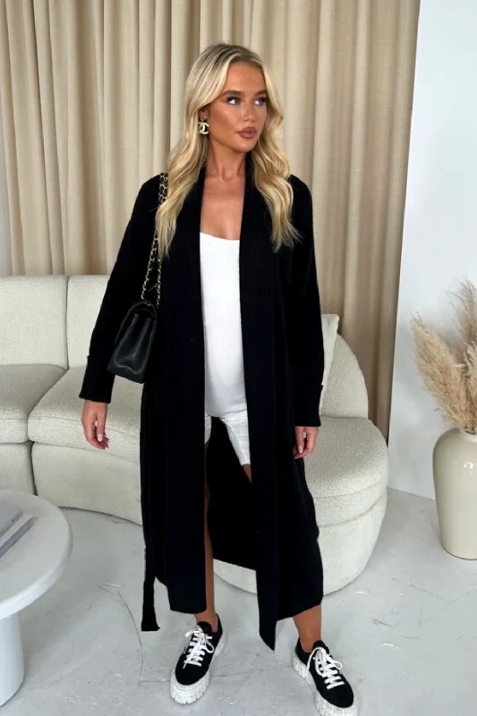 plus size women cardigan for comfortable layeringCharlotte Black Long Knitted Cardigan plus size women cardigan for comfortable layeringCharlotte Black Long Knitted Cardigan