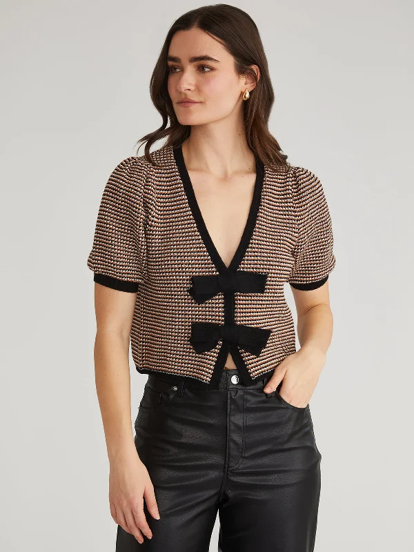 boyfriend style women cardigan for a relaxed fitElaine: 100% Cotton Puff Sleeve Tie Front Cardigan boyfriend style women cardigan for a relaxed fitElaine: 100% Cotton Puff Sleeve Tie Front Cardigan