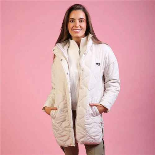 Long women's mac coats in a lightweight fabric for spring showersEva cream jacket ivy Long women's mac coats in a lightweight fabric for spring showersEva cream jacket ivy
