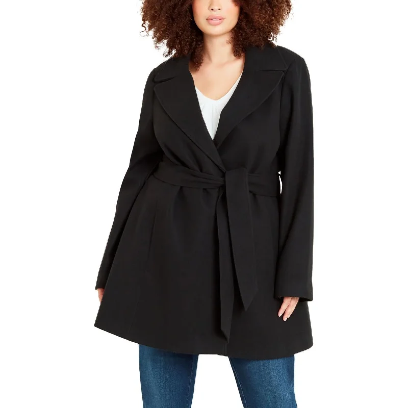 Women's cropped leather coats with silver studs for an edgy lookEvans Womens Belted Midi Wrap Coat Women's cropped leather coats with silver studs for an edgy lookEvans Womens Belted Midi Wrap Coat